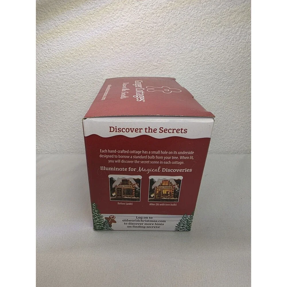 Old World Christmas Ginger Cottage Wooden Ornament, All Aboard Train Depot NWT